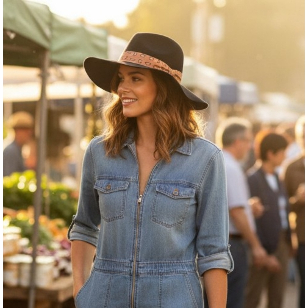 A New Day Wide Brim Wool hat Black